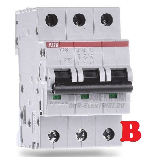 Автоматический выключатель ABB S203 3P 25А (B) 6kA