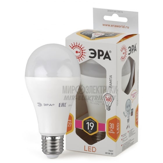 ЭРА LED A65-19W-827-E27 (диод, груша, 19Вт, тепл, E27)