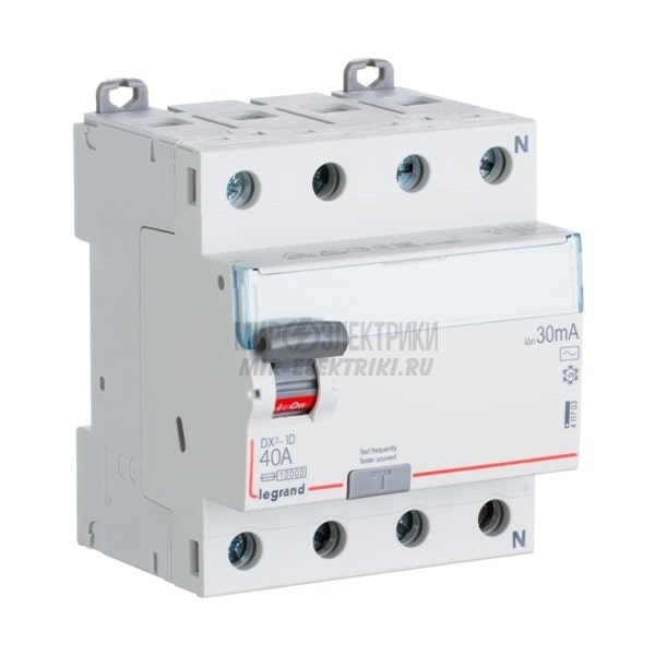 Legrand DX3 УЗО 4P 40А AC 30мА N справа