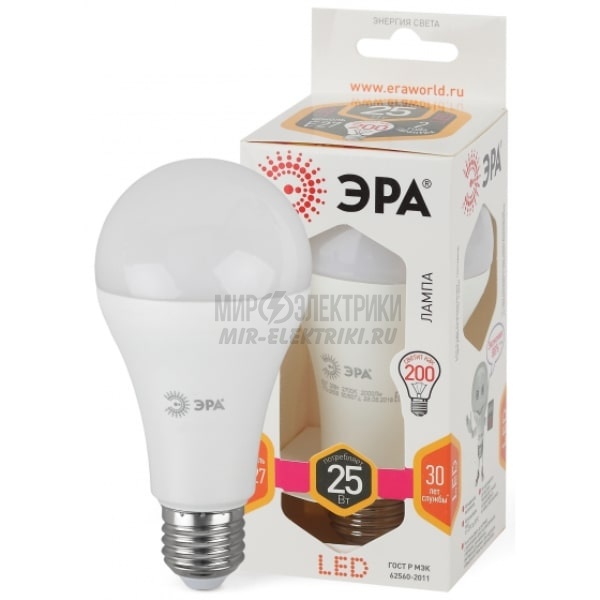 ЭРА LED A65-25W-827-E27 (диод, груша, 25Вт, тепл, E27)