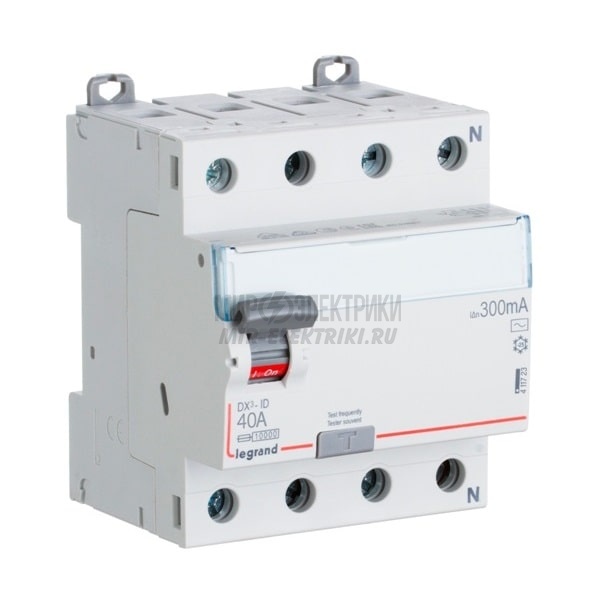 Legrand DX3 УЗО 4P 40А AC 300мА N справа