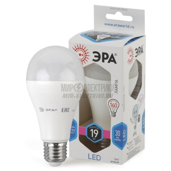 ЭРА LED A65-19W-840-E27 (диод, груша, 19Вт, нейтр, E27)